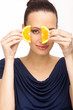 Portrait of girl with an orange