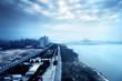 Foto: A bird's eye view of the road near the city A bird's eye view of the road near the city