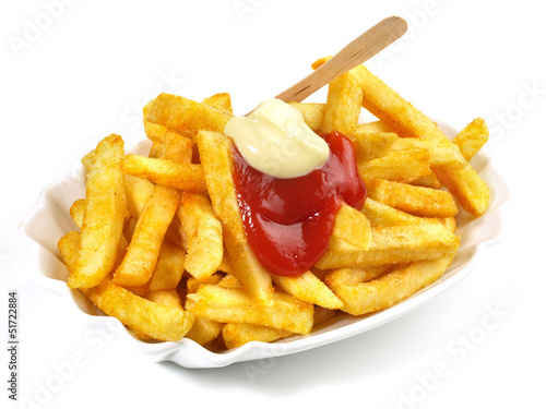 Photo: Pommes Frites mit Ketchup und Mayonnaise Pommes Frites mit Ketchup und Mayonnaise