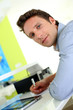 Portrait of man working from home