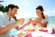 Couple enjoying breakfast in resort