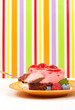Raspberry yoghurt cake garnished with berries