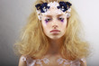 Photo: Fantasy. Bright Blond with Unusual Makeup. Creativity Fantasy. Bright Blond with Unusual Makeup. Creativity