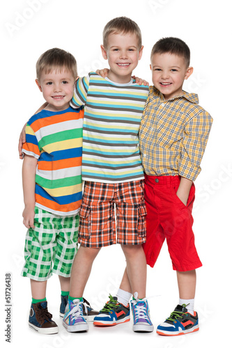 Photo: Three fashion little boys in striped shirt Three fashion little boys in striped shirt