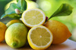 Photo: Ripe lemons on table Ripe lemons on table