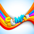 3d summer text on colorful wave background, banner, flyer or pos