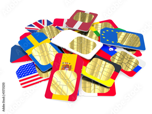 Illustration: White SIM card among colored ones White SIM card among colored ones