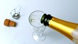 Video: Champagne being poured into flute on white surface Champagne being poured into flute on white surface