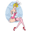 Pretty pin-up girl in Easter bunny costume isolated on white