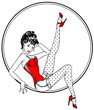 Pin-up sexy girl in red corset