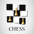 chessboard with gold figures, silhouette