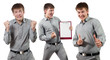 Portrait of a yong ecstatic businessman