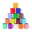Pyramid composed of colorful ceramic cups