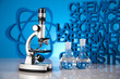 Photo: Chemistry science formula, Laboratory glassware Chemistry science formula, Laboratory glassware