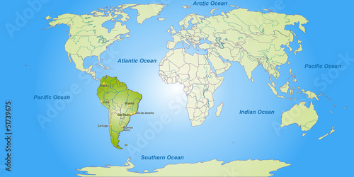 Vector: Landkarte von Südamerika und der Welt Landkarte von Südamerika und der Welt