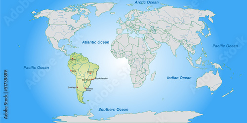 Vector: Landkarte von Südamerika und der Welt Landkarte von Südamerika und der Welt