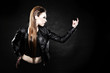 Photo: beauty punk girl in leather, subculture beauty punk girl in leather, subculture
