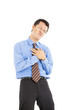 young businessman with heart attack
