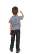 Photo: Cute little boy drawing isolated on white Cute little boy drawing isolated on white