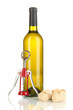 Wine and corks isolated on white