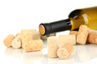 Wine and corks isolated on white