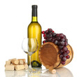Wine and corks isolated on white
