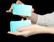 Foto: Hand with business cards. Concept: Business like poker game. Hand with business cards. Concept: Business like poker game.
