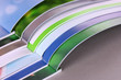Many bright open magazines close-up