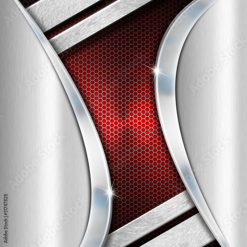 Illustration: Red and Metal Business Background Red and Metal Business Background