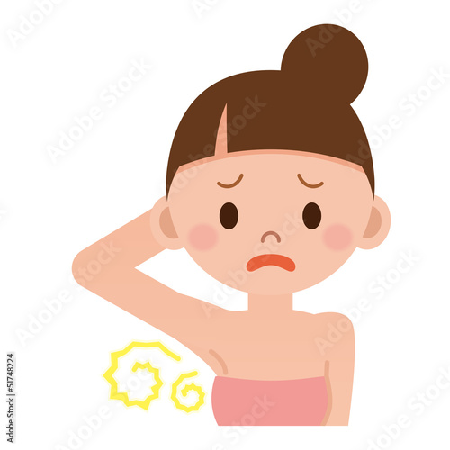 Illustration: 汗の臭いを気にする女性 汗の臭いを気にする女性