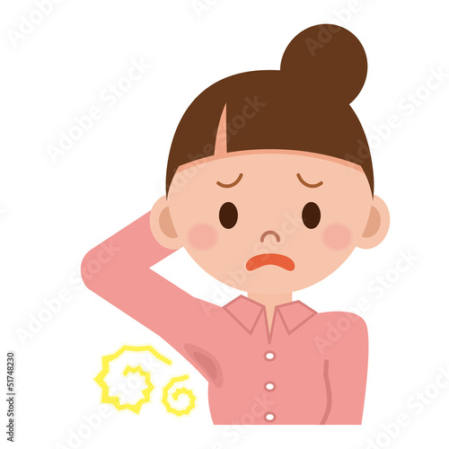Illustration: 汗の臭いを気にする女性 汗の臭いを気にする女性