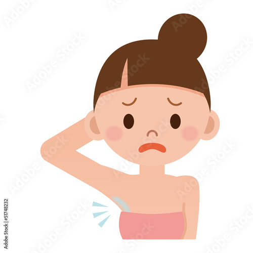 Illustration: 脇の無駄毛を気にする女性 脇の無駄毛を気にする女性