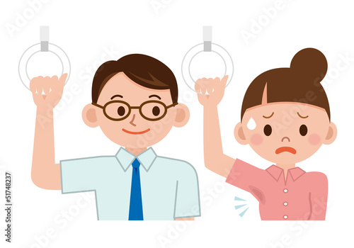 Illustration: 脇の汗染みを気にする女性 脇の汗染みを気にする女性