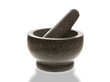 Stone mortar on white background