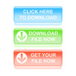 Glassy download buttons. Vector illustration