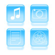Glassy multimedia icons. Vector illustration