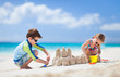 Two kids playing at beach
