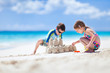 Two kids playing at beach