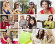 Montage of Modern Women Leisure Lifestyle