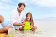 happy sand castle child