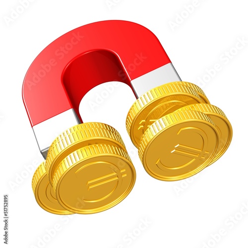 Illustration: Magnet mit Euromünzen - Gewinne sichern Magnet mit Euromünzen - Gewinne sichern