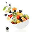 Fresh fruits coming out from a bowl