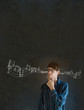 Learn music business man or teacher with chalk background
