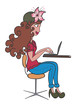 illustration of a fashion girl with laptop