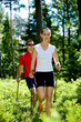 nordic walking in forest