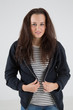 Photo: Young woman with sports jacket Young woman with sports jacket