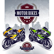 Two sport motorbikes with stylish club emblem