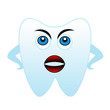 an angry tooth on a white background