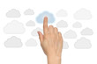 Photo: Cloud computing concept with woman hand on white background. Cloud computing concept with woman hand on white background.