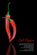 Red hot chili peppers on black background